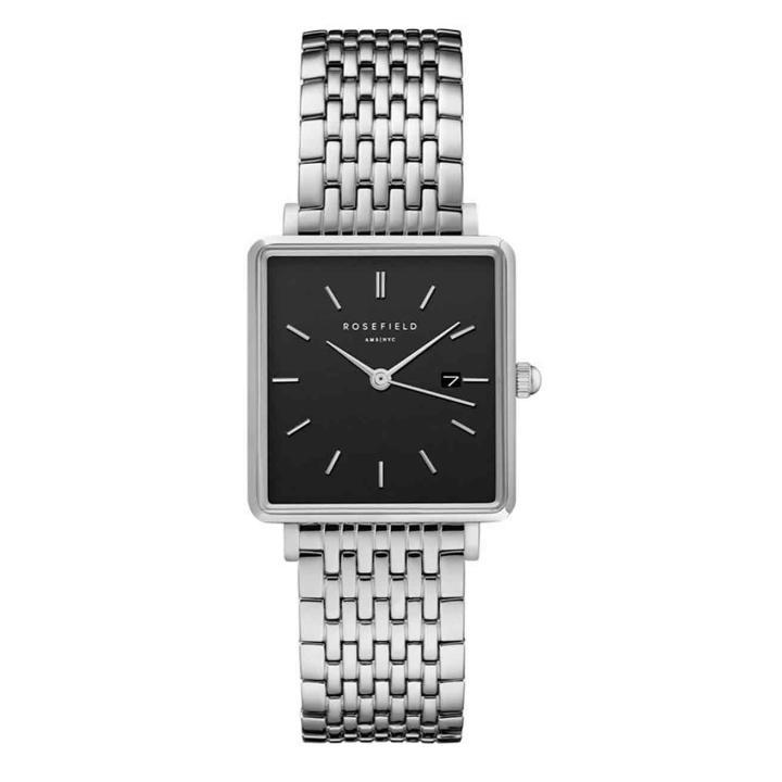 qbss-q07-rosefield-boxy-black-silver-qbss-q07-rosefield-watches-afterpay QBSS-Q07 שעון יד לאישה רוזפילד Rosefield, אחריות יבואן רשמי – תמונה 1