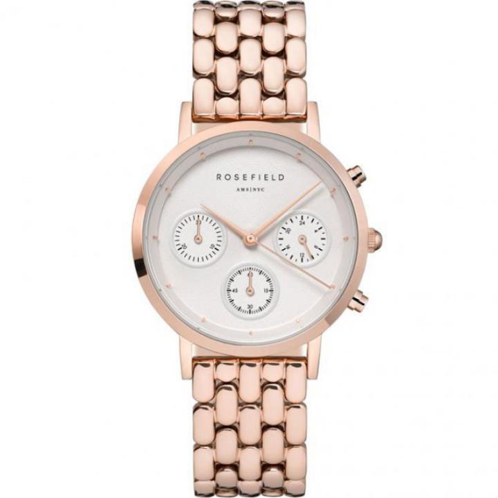 montre-rosefield-nwg-n91-boitier-metal-dore-rose-brillant-cadran-blanc-chronographe-bracelet-acier-dore-rose-femme_1180319_680x680 NWG-N91 שעון יד לאישה רוזפילד Rosefield, אחריות יבואן רשמי – תמונה 1