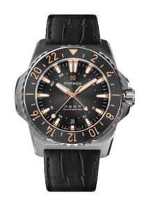⁦שעון FORMEX REEF GMT 300M COSC  לוח שחור עם שנתות רוז גולד ורצועת גומי או עור⁩ – תמונה ⁦7⁩