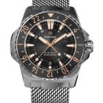 שעון FORMEX REEF GMT 300M COSC  לוח שחור עם שנתות רוז גולד ורצועת רשת