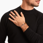 ⁦Thomas Sabo A2088-826-2 צמיד כסף מושחר עם חרוזים חומים לגבר⁩ – תמונה ⁦2⁩