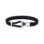Thomas Sabo A2148-682-11  צמיד כסף כפול עם עור שחור קלוע יוניסקס