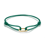 Thomas Sabo C1210-413-34 צמיד טקסטיל ירוק עם חוליית חיבור מצופה זהב 18 קראט