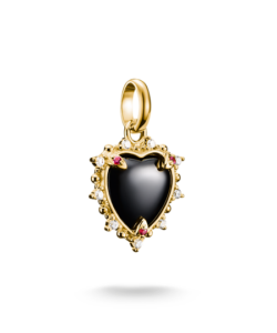Thomas Sabo  CC1286-995-11 תליון צ'ארם לב וינטג' שחור עם אבנים מצופה זהב