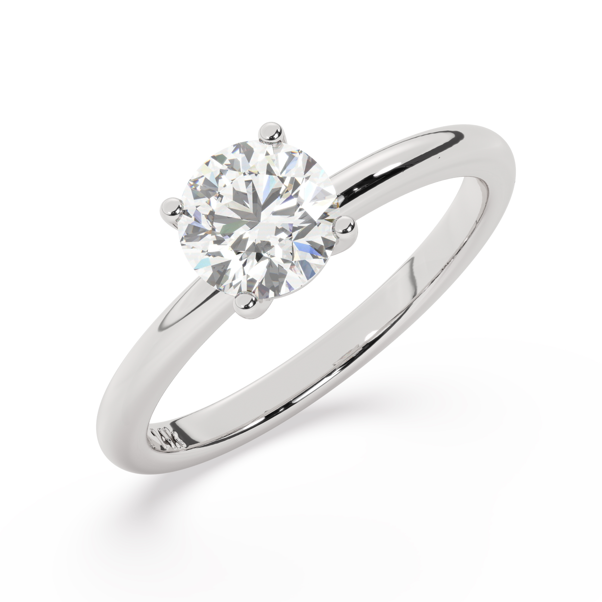 166810-engagement-ring-default-collection-white-gold-.jpg מבצע מיוחד טבעת אירוסין סוליטר דגם 50016 כסף מצופה זהב לבן במרכז אבן מעבדה מוסונייט במשקל כולל של 1 קראט בחיתוך עגול עם תעודה גמולוגית בינלאומית GRA – תמונה 1