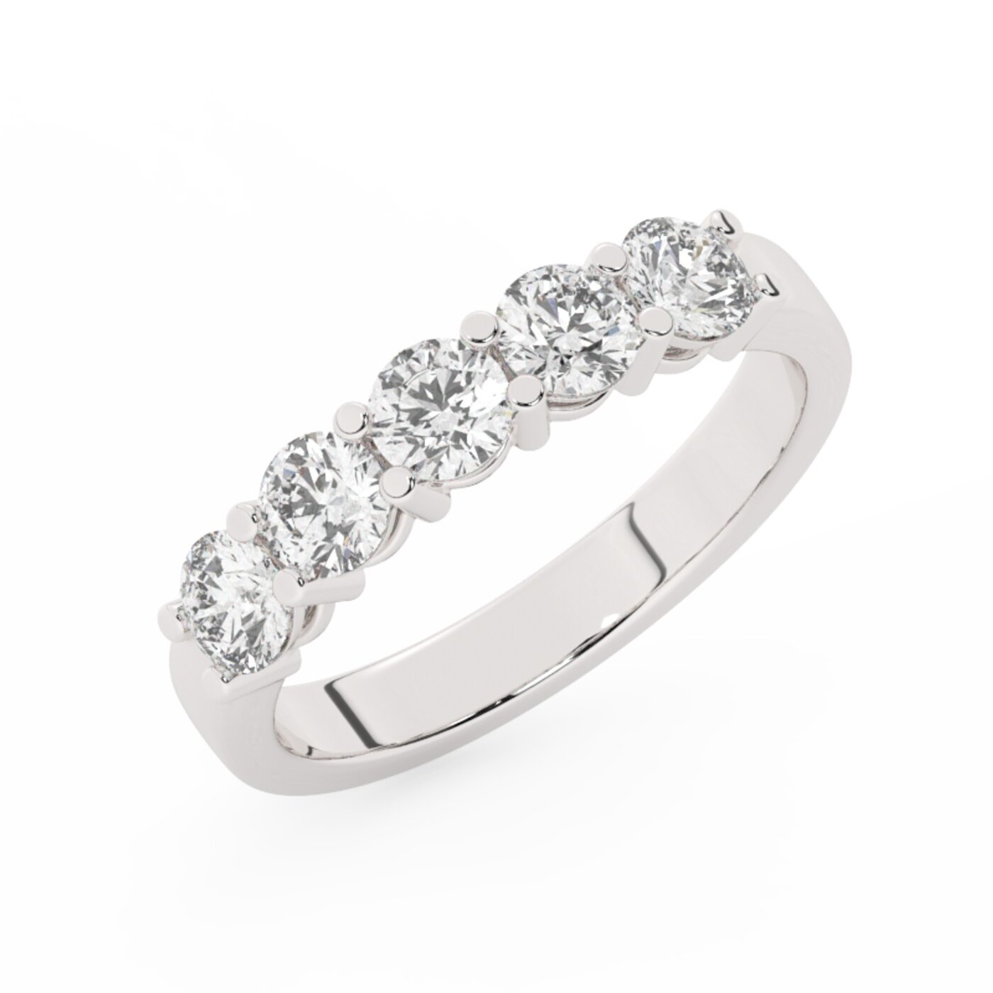 184403-ring-default-collection-white-gold-.jpg מבצע מיוחד טבעת חצי איטרניטי שיבוץ שיניים דגם 50043 כסף מצופה זהב לבן משובצת אבני מעבדה מוסונייט במשקל כולל של 1.75 קראט עם תעודה גמולוגית – תמונה 1