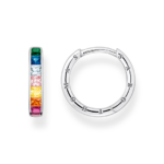Thomas Sabo CR668-477-7 , עגילי חישוק כסף עם שיבוץ פאווה של אבנים צבעוניות