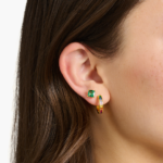 ⁦Thomas Sabo CR668-996-7 , עגילי חישוק מצופים זהב עם שיבוץ פאווה של אבנים צבעוניות⁩ – תמונה ⁦2⁩