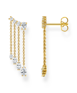 Thomas Sabo H2325-414-14 , עגיל מפל בציפוי זהב עם אבנים לבנות