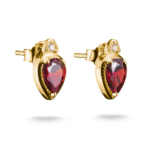 Thomas Sabo H2333-414-10 , עגילים צמודים בציפוי זהב 18 קראט עם אבנים אדומות
