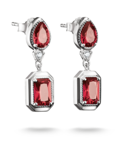 Thomas Sabo H2334-051-10 ,עגילים צמודים מכסף עם אבני אוקטגון אדומות