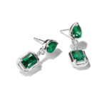 ⁦Thomas Sabo H2334-166-6 ,עגילים צמודים מכסף עם אבני אוקטגון ירוקות⁩ – תמונה ⁦2⁩