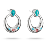 Thomas Sabo H2335-405-7 ,עגילי חצי חישוק מכסף עם אבנים בטורקיז, לבן ואדום