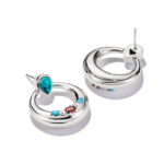 ⁦Thomas Sabo H2335-405-7 ,עגילי חצי חישוק מכסף עם אבנים בטורקיז, לבן ואדום⁩ – תמונה ⁦2⁩