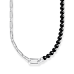 Thomas Sabo KE2179-507-11 ,שרשרת עם חרוזי אוניקס שחור וחוליות שרשרת כסופות