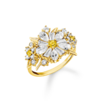 Thomas Sabo TR2335-414-4 ,טבעת קוקטייל פרח בציפוי זהב Lovely Daisy עם אבנים