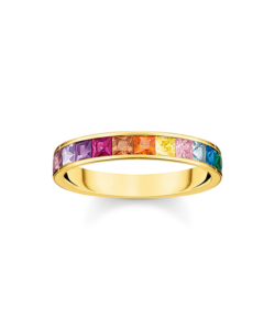 Thomas Sabo TR2403-996-7 ,טבעת עם אבנים צבעוניות בציפוי זהב