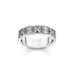 Thomas Sabo TR2432-643-11 , טבעת בעיצוב מלוטש עם אבנים שחורות מכסף