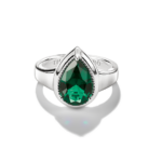 ⁦Thomas Sabo TR2522-699-6  ,טבעת כסף עם אבן ירוקה בצורת טיפה⁩ – תמונה ⁦2⁩