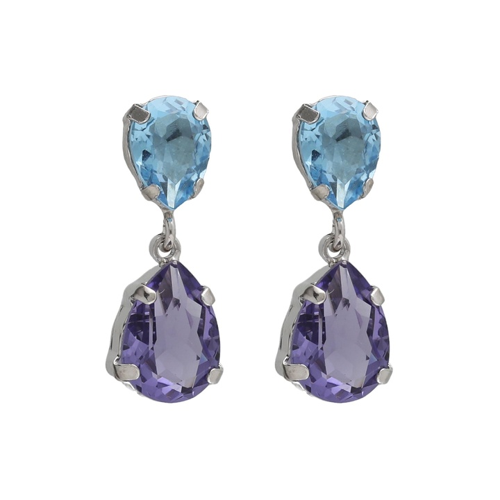 rhodium-plated-sterling-silver-short-earrings-drop_01_processed Victoria Cruz A4905-12HT עגילי כסף סגולים